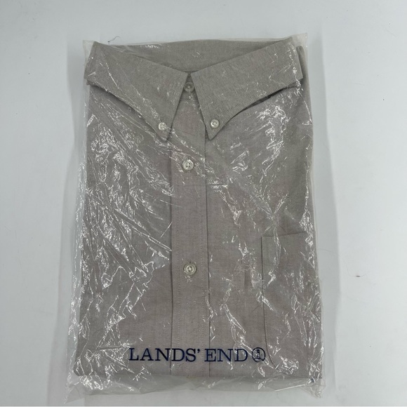 NEW! Lands End Men’s Short Sleeve Buttondown Charcoal Oxford Shirt - Size XL - Picture 2 of 5